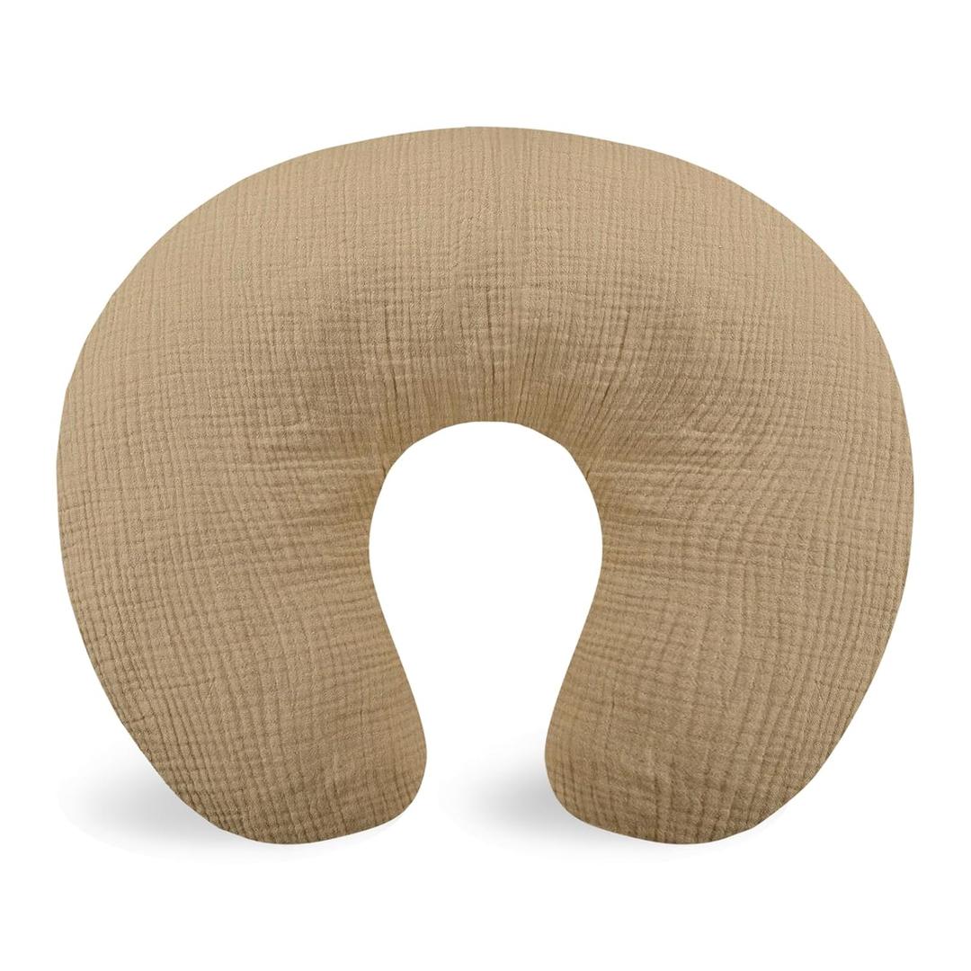 Hooyax Muslin Nursing Pillow Covers Only, Soft and Breathable Nursing Covers for Breastfeeding Pillows, Adorable Infant Feeding Pillow slipcover for Baby Boy and Girls (Brown)