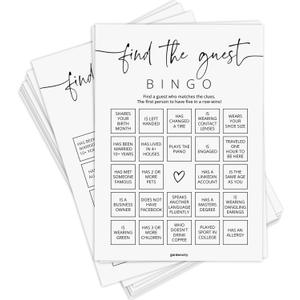 GardenCity Find The Guest Bingo Game Cards, Baby Shower Bingo Game, Bridal Shower Games, 50 Unique Cards, Minimalist