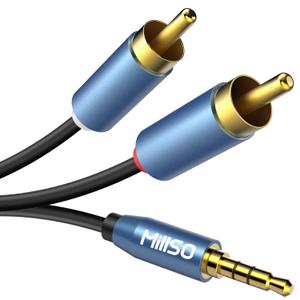 MillSO 3.5mm to RCA, (16 FT / 5 M) RCA to 3.5mm AUX Cable 1/8 to RCA Male Premium Stereo Audio Cable for Connects a Smartphone, Tablet, or MP3 Player to a Speaker