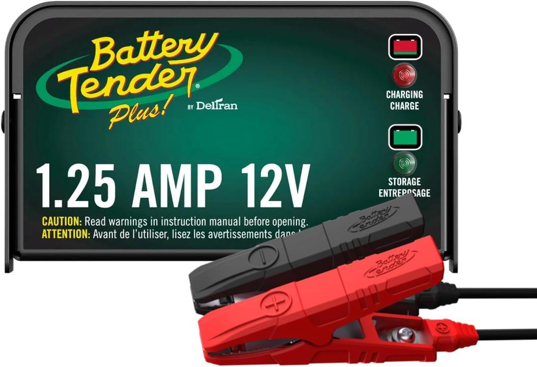 Battery Tender Plus 12V 1.25 AMP Car & Motorcycle Battery Charger and Maintainer, Float Charge for Automotive, and ATVs - Smarter Than a Trickle Charger