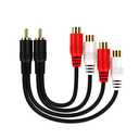 Eanetf RCA 1 Male to 2 Female Audio Speaker Y Adapter Splitter Cable with OFC Conductor Dual Shielding Gold Plated Metal Shell Flexible PVC Jacket - 2 Pack / 0.6FT