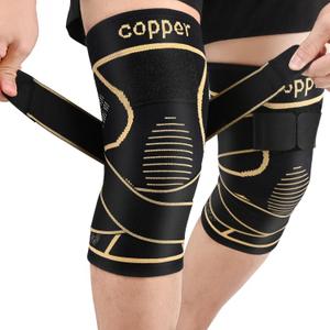 Copper Knee Brace for Women and Men(2 pack)-Knee Compression Sleeve with Straps,Knee Braces for Knee Pain,Knee Support for Arthritis (XXX-Large)