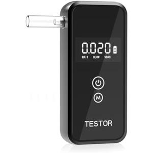 Portable Alcohol Breath Tester with 8 Mouthpieces, High Accuracy Alcohol Breathalyzer with LCD Display, Digital Fast for Home Personal Professional Use【Black】