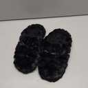 Tofern Women Fluffy Slippers Soft Flannel Memory Foam Slippers Ultra Soft Comfy Warm House Shoes with Mute Anti-Slip Sole for Ladies and Girls (Black), 250mm