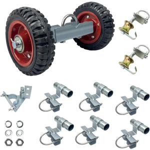 Rolling Gate Hardware Kit for Farm, Fence Gates, Rolling Gates- Includes 6" Double Wheel Carrier, 6 Universal Track Drackets, 2 Pipe Track Rollers, 1 Set Gate Latch, 2 Sets of Wrenches