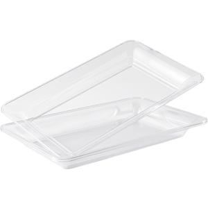 6-Pack 14" x 9" Clear Large Plastic Serving Trays, Reusable Serving Platters for Dessert, Fruit, Snacks, Cookies, Heavy Duty Food Serving Tray for Kitchen, Party