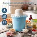 Nostalgia Electric Ice Cream Maker - Old Fashioned Soft Serve Ice Cream Machine Makes Frozen Yogurt or Gelato in Minutes - Fun Kitchen Appliance - Blue - 4 Quart