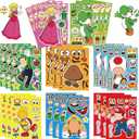 36Pcs Make-a-face Stickers, Make Your Own Stickers Fun Craft Project for Kids, Mixed and Matched with 8 Designs Characters Sticker for Party Decoration, Class Reward, Book Decor, Birthday Gifts