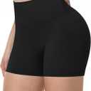 Runhit No Front Seam Biker Shorts for Women - 3''/5''/8'' High Waisted Workout Gym Yoga Spandex Shorts Tummy Control (Black, M)