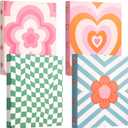 ReliThick 4 Pcs Retro Plaid Floral 3 Ring Binder, 1 Inch Round Ring with Interior Pockets, Decorative Retro Binders, Clipboard Binder, Groovy School Supplies for School Office, Letter Size (Mixed Color)