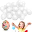 Jnnzzggu  Hanging White Eggs for Decorating,Plastic White Fake Eggs with gold thread,Faux Fake Egg for DIY Crafts,Painting,Party,Home Decor,Kitchen, Missing pcs