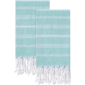 Hand Towels for Bathroom - 2-Pack,20x30 Inch-100% Cotton,Turkish Bathroom Hand Towels,Super Absorbent & Quick-Dry Soft for Bath, Kitchen, Spa, Face, Hair, Dishcloth (Aqua)