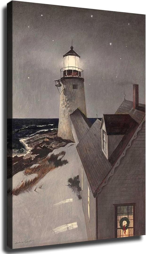 DesPol Andrew Wyeth Snowy Morning Poster Canvas Pictures Print Wall Art for Living Room Bedroom Decor (16x24inch,Framed) (24L" x 16W", Framed)