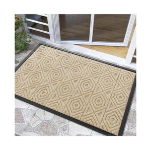 Yimobra Door Mat, Outdoor Indoor Entrance Welcome Mat, Heavy Entry Front Door Mat, Stain & Fade Resistant, Low Profile, Sturdy Rubber, Easy Clean Patio Floor Mat, Waterproof, 36 x 24, Light Beige