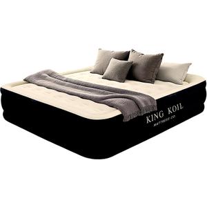 King Koil Luxury California King Size Air Mattress with Built-in High-Speed Pump Best for Home, Camping & Guests, 20" Double High Airbed Adjustable Blow Up Mattress, Waterproof, (Black)