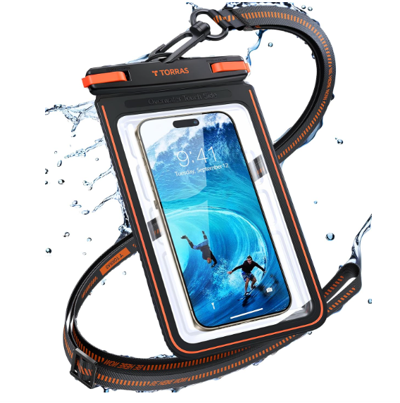 TORRAS IPX8 Waterproof Phone Pouch Floating, Underwater Screen Touchable, Water Proof Case with Lanyard for iPhone 17 Pro Max 16 S25, Cellphone Dry Bag Cruise Essentials 7.0 inch, Black