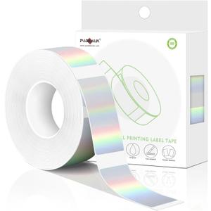 PARLAIM Label Maker Tape, Adhesive Holographic Silver Label Paper 0.55"X1.57" (14 X 40mm) 160Labels/Roll, Compatible for D30 Label Printer, Thermal Paper for for Home Office Small Business