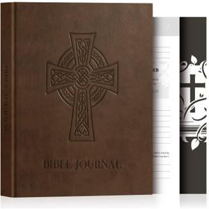 Lanpn Christian Bible Prayer Journal for Men, 91 Days Daily Devotional Journals, Bible Study Notebook with Scripture Verse for Church Pray Notes, Religious Faith Gifts, Brown Leather Hardcover