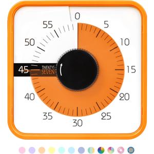 TWENTY5 SEVEN Countdown Timer 7.5 inch; 60 Minute 1 Hour Visual Timer  Classroom Teaching Tool Office Meeting, Mechanical Countdown Clock for Kids Exam Time Management Magnetic, Orange TWENTY5 SEVEN Countdown Timer 7.5 inch; 60 Minute 1 Hour Visual Timer  Classroom Teaching Tool Office Meeting, Mechanical Countdown Clock for Kids Exam Time Management Magnetic, Orange