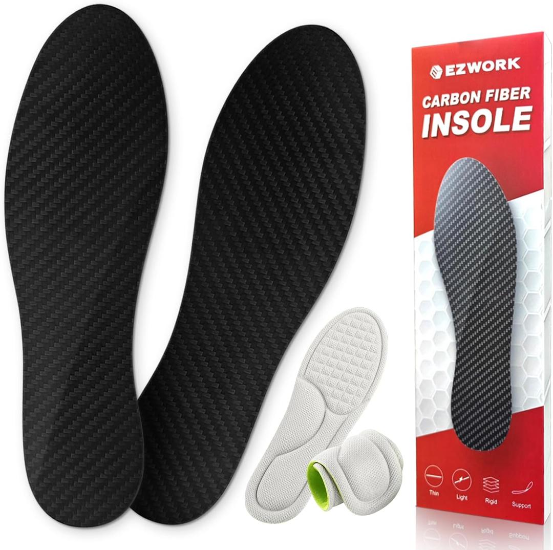 Carbon Fiber Insoles, Carbon Fiber Foot Plate 1 Pair Rigid Shoe Insert Support Turf Toe, Foot Fractures, Morton Extension, Hallux Rigidus and Limitus - Alternative to Post Op Shoe, 10.04"-Men's 8-8.5/Women's 9-9.5,255mm, Black-1 Pair