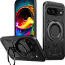 Magnetic Designed for Google Pixel 9/9 Pro Case with Ring Stand, Compatible with Magsafe Rotating Kickstand Slim for Men Protective Phone Case for Pixel 9/9 Pro Black