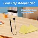 BRBASAP Lens Cap Tether Blackand Microfiber Cleaning Cloth Lens Cap Center Pinch with Lens Cap Leash Holder Prevent Lens Cap Loss SLR Camera Compatible with Most Brands Camera (11 Pack)
