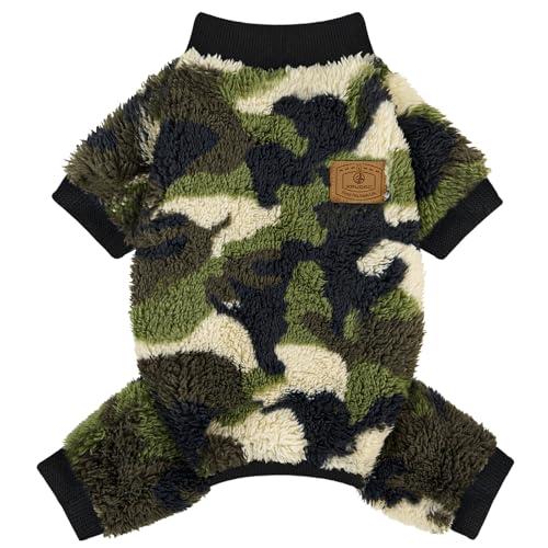 XPUDAC Dog Sweater, Dog Winter Clothes for Small Medium Dogs Girl Boy Fleece Doggy Pajamas for Winter Christmas, Camouflage, Small