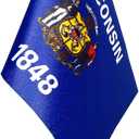 GentleGirl.USA State Flag Wisconsin WI Flag, Small Mini Wisconsin State Flag Desk Flag Stick Office Table Flag on Stand Base, US Festival Events Celebration Decoration, Desk Home Decoration