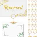 20 Pieces Double sided gold foil reserved card with bracket- Includes Green Leaf Blank Cards - Reserved Signs for Wedding, Reserved Seating Signs