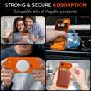 Compatible with iPhone Air Case with Stand, Full Camera Protection Slim Liquid Silicone Phone Case for iPhone 17 Air Compatible with MagSafe Magnetic Ring Kickstand Case 6.5", Cosmic Orange