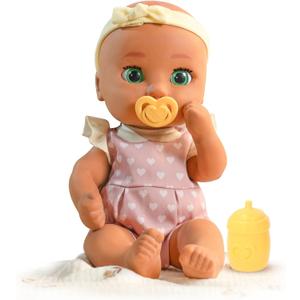 IMC Toys Be Loved Babies Alex 15" Realistic Soft Body Baby Doll with Open/Close Eyes with Bottle, Pacifier, Headband, & Outfit|Pink| Ages 18M+