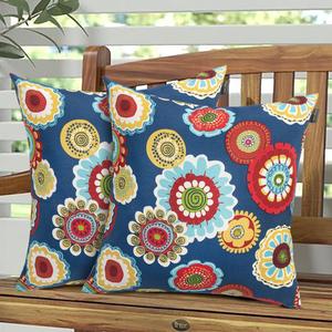 Magpie Fabrics Pack of 2 Outdoor Waterproof Throw Pillow Covers 18 x 18 Inch, Decorative Cushion Sham Pillowcase Shell for Garden Patio Tent Balcony Couch Sofa(Heronsbill Navy)