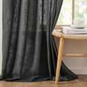 Deconovo Extra Long Back Tab And Rod Pocket Sheer Curtains For Bedroom, Solid Faux Linen Textured Curtains For Living Room, 52 Inch Width Semi Transparent Curtains For Studio 1pc,52x107 Inch Dark Grey
