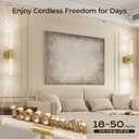 Battery Operated Wall Sconce Set of 2 Rechargeable Battery Powered Wall Light with 12000mAh Wireless Dimmable Wall Lamp Fixtures for Bedroom Living Room (Brushed Gold, 16"-2 Pack)
