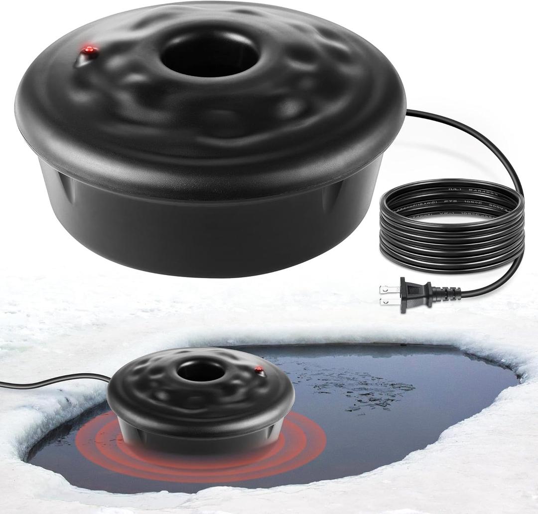 Dreyoo Floating Pond Heater, 100W Pond Deicer with 9.84 FT Cord, Thermostatically Control and Anti Sinking Ponds Heater for Outdoor Ponds with Fish, Winter Survival Solution for Pool Fish(Black)