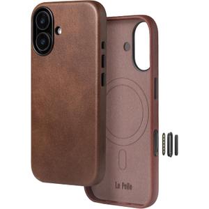 Handcrafted Premium Italian Leather Case for iPhone 17 - [Built-in Camera Control] - Compatible with Magsafe - Two-Tone Effect with Unique Patina Over Time - Cocoa Brown