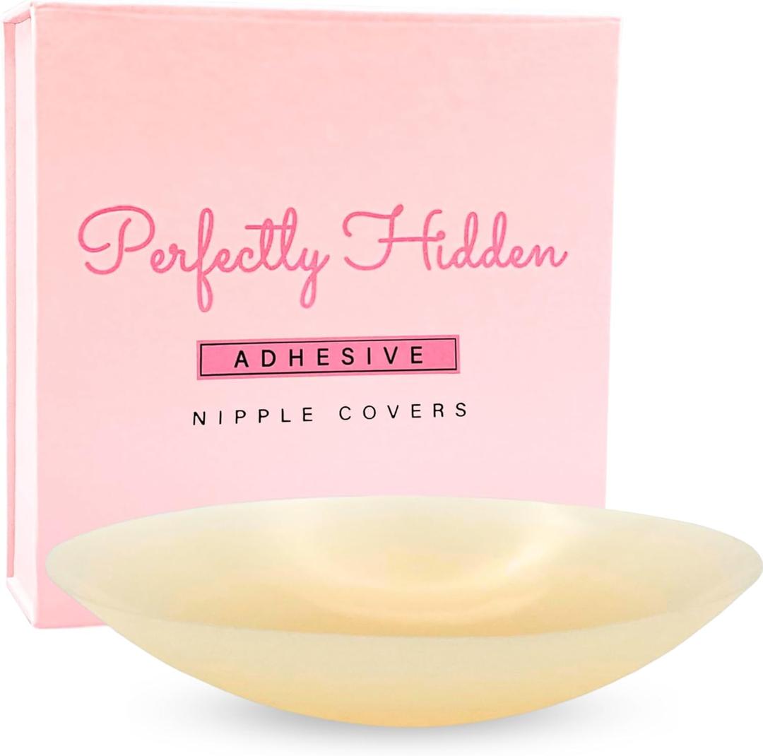 Adhesive Nipple Covers for Women - Reusable, Waterproof & Hypoallergenic Silicone Nipple Pasties (Crme)