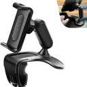 Car Phone Holder, 360 Degree Rotation Clip-on Dashboard Phone Holder, Multifunctional Mobile Phone Mount for Sun Visor & Rearview Mirror, Universal for 4-7 Inches Smartphones (Black)