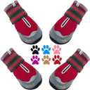 QUMY 4PCS Dog Boots for Large Dogs, Medium Dog Shoes & Paw Protectors for Hot Pavement, Summer Heat Protection, Mesh Breathable Nonslip Dog Booties for Hardfloors, Walking Running Hiking Red Size 2