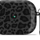 for Airpods Pro 2nd/1st Generation Case Leopard 2019/2022/2023, Cute Air pods Pro Protective Printed Hard Skin Women Girl for Apple Airpod Pro 2/1 Gen Case with Keychain - Black/Grey Leopard