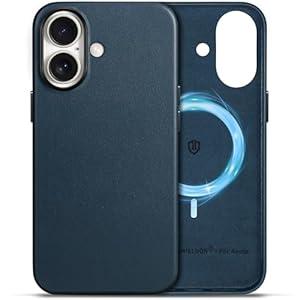 SHIELDON Case for iPhone 16 6.1", Top Grain Vintage Crazy Horse Leather Magnetic Wireless Charging Slim Non-Slip Shock-Absorbent Cover with Metal Buttons Compatible with iPhone 16 2024 - Brown