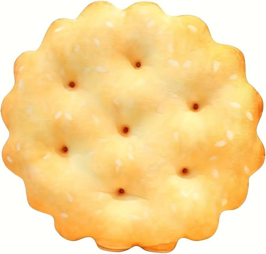 Cookie Shaped Plush Throw Pillow, Soft Biscuits Stuffed Seat Cushion for Sofa Chair Car Bedroom Home Decor (Round)