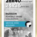 Americanflat 28x40 Poster Frame with Polished Plexiglass - Use as 24x36 Frame with Mat or Display 28x40 Photo Without Mat - Hudson Collection - Wide Picture Frames for Wall Display - Gold