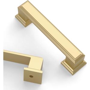 Asidrama 10 Pack 3 Inch(76mm) Brushed Gold Kitchen Cabinet Handles Gold Cabinet Pulls Kitchen Cabinet Hardware for Cupboard Drawer Pulls (3" Hole Center76mm, Brushed Gold)