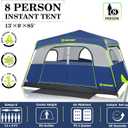 8 Person Instant Tent, Waterproof Pop Up Tents for Camping with Rainfly, 60 Seconds Easy Setup, Automatic Cabin Tent for Family Camping with Expandable Carry Bag & Upgraded Ventilation