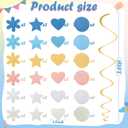 Breling 72 Pcs Boho Color Felt Rainbow Hanging Swirl Decorations Christmas Ceiling Streamer Colorful Flowers Stars Hearts Spiral Garland for Baby Shower Birthday Wedding Party Classroom Supplies