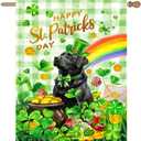 Black Lab St Patricks House Flags 28x40 Double Sided Labrador Dog St Patricks Day Lawn Flag Buffalo Plaid Shamrock Flag Outdoor Rainbow St Patrick Day Garden Flag Large