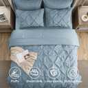 Bedsure King Size Comforter Set Light Blue - Bed in a Bag Bedding Set 7 Pieces, GentleSoft Pintuck Bed Set Gift for Family, Pinch Pleat Light Blue Comforter with Sheets, Pillowcases & Shams