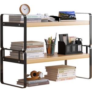 YGYQZ Wood Office Desk Shelf Organizer - Desktop Supplies Cute Dresser Top Organization Storage Rack and Cubicle Decor Aesthetic Bookshelf for Women Man and Kids (Black-Two Tier) YGYQZ Wood Office Desk Shelf Organizer - Desktop Supplies Cute Dresser Top Organization Storage Rack and Cubicle Decor Aesthetic Bookshelf for Women Man and Kids (Black-Two Tier)