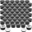 Foraineam 60 Pack 1 oz. Aluminum Round Lip Balm Tin Container Bottle with Screw Lid - Black Empty Tins for Salve, Powder, Spice, or Candies